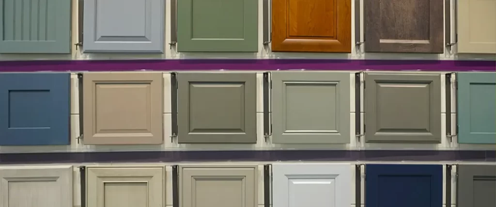 Display of different cabinet door colors and styles